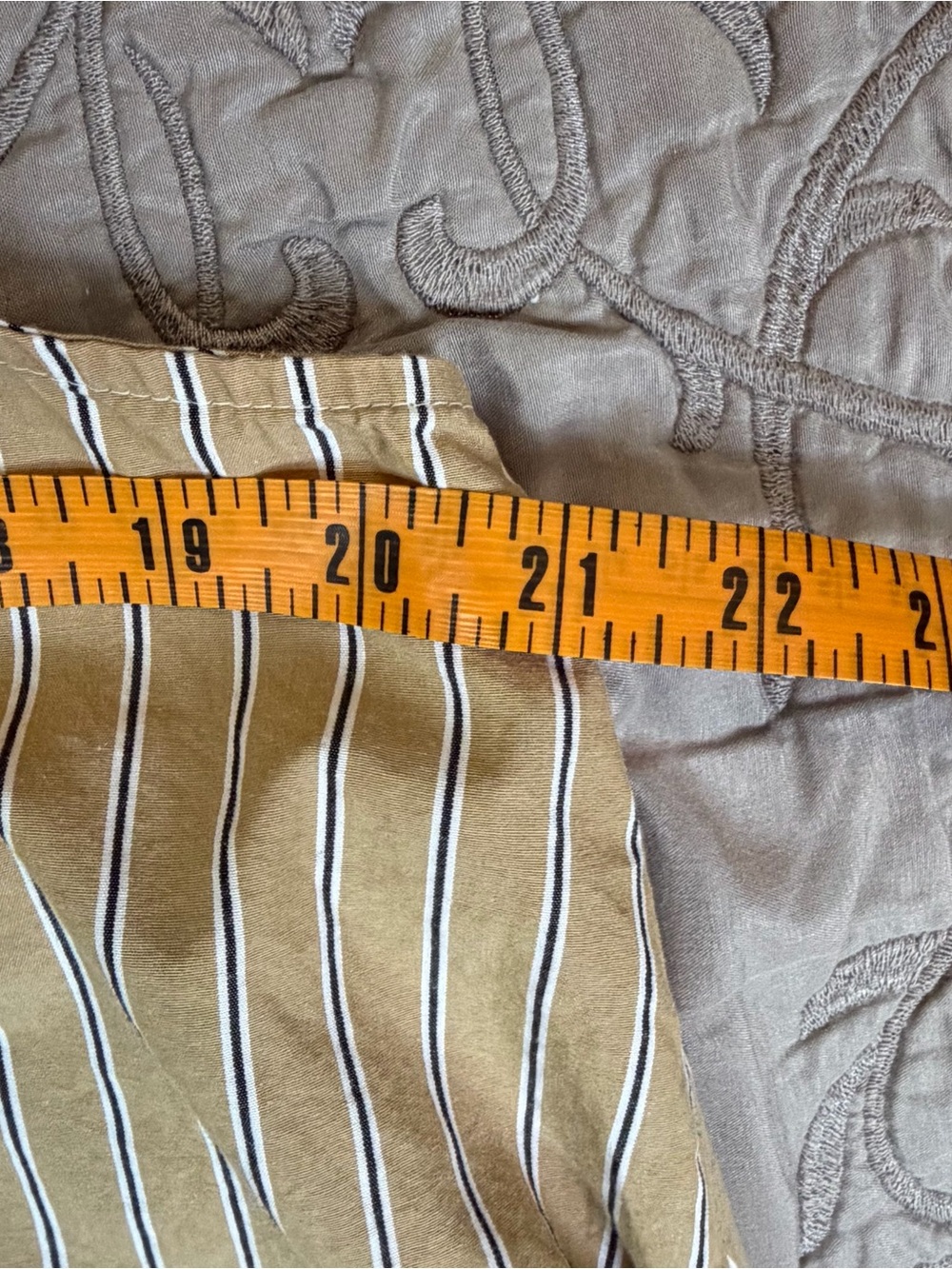 Banana Republic Dress Medium 100% Cotton Tan Striped Trapeze Mini Sleeveless - Picture 6 of 10
